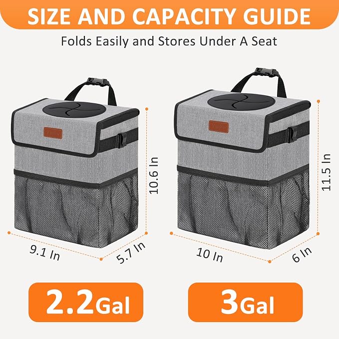 Car Trash Can Trash Bag Bin Hanging Waterproof Automotive Car Garbage Cans Leak Proof Vehicle Trash Can Grey