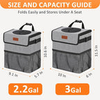 Car Trash Can Trash Bag Bin Hanging Waterproof Automotive Car Garbage Cans Leak Proof Vehicle Trash Can Grey