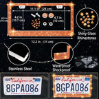 27 PCs Orange Bling Car Accessories Set for Women, Steering Wheel Covers Universal Fit 15 Inch, Bling License Plate Frame, Bling Phone Holder, Bling Car Coasters (Orange Diamond)
