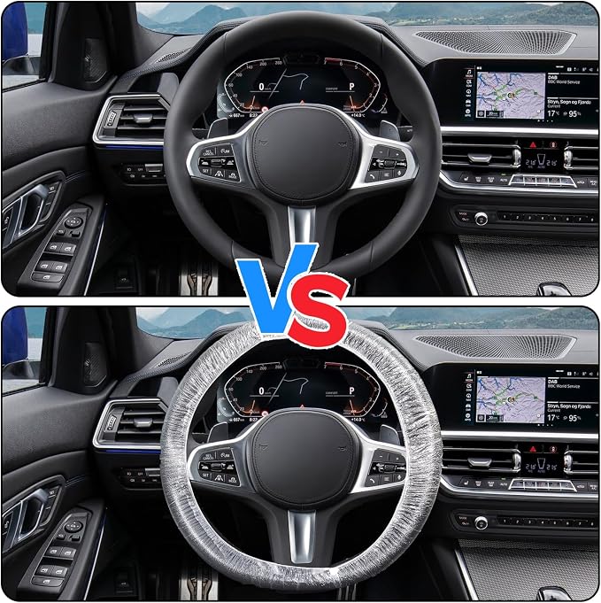 100PCS Disposable Steering Wheel Covers,Disposable Steering Wheel Protector with Elastic, Applicable to Cars, Trucks, Vans (100)