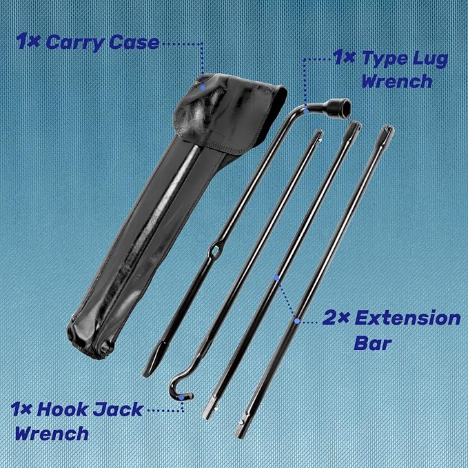Spare Tire Tool Kit with Spare Tire Jack Handle and Wheel Lug Wrench Compatible with 2004 to 2018 Ford F150