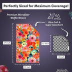 crae. Microfiber Hand Towel & Washcloth Set of 2 - Double-Sided, Waffle Weave, Super Absorbent, Lint-Free, Fast Drying - for Bathroom, Kitchen, Car, and Window Cleaning (Pia & Fonnie - Black/Pink)