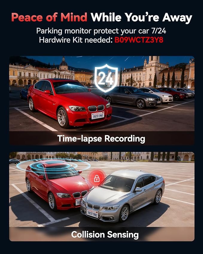 F7N-N 4K Dash Cam Front and Rear, 5.8GHz WiFi-20 MB/s Fast Transfer Dashcam, 2160P/FHD Car Camera with GPS Tracking, 3.18" Screen, WDR Night Vision, 170° Wide Angle, 24H Parking Mode