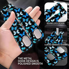 Purse Hook for Car Watercolor Blue Butterflies 1 Pack Headrest Back Seat Hook Premium Leather Double Metal Hanger Storage Pack Bag Purse Holder Car Interior Accessories