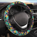 Glitter Mermaid Scales Steering Wheel Cover Cute for Women Men Car Accessories Universal 15 Inch Anti-Slip Automotive Steering Wheels Protector Covers for Truck SUV Sedan Turquoise