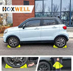 2 Pair Wheel Chocks for Travel Trailers, Non Slip Heavy Duty Green Wheel Chock with Rope, Lightweight Wheel Stoppers for Cars Campers Trucks RVs, Easy to Carry & Suitable for Most Tyre Sizes