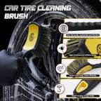 Wheel & Tire Brush Set, 2 Pack Car Wheel Brush & Tire Cleaner Brushes, Soft Bristle Rim Brush and Stiff Tire Scrub Brush, Scratch-Free Wheel Cleaning Kit for Car Detailing, Trucks, SUVs