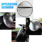 1 PC Car Steering Wheel Sunshade, Polyester Cloth-Wrapped Steering Wheel All-Inclusive Reflective Sun Protection Heat Shield, Decorative Accessories, Suitable for Cars, Trucks, SUVs (Silver)