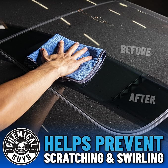 Professional Grade Premium Microfiber Towels for Cars, Blue, 16" x 16", Ultra-Soft and Scratch-Free Car Detailing Cloths for Trucks, Motorcycles, and More - 12 Pack