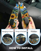 Purse Holder for Car, 2 Pack Heavy Duty Purse Hanger for Car, PU Leather Car Seat Hooks for Purses and Bags, Cute Sunflower Headrest Organizer for Handbags & Backpacks