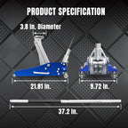 T815016L Torin Hydraulic Low Profile Aluminum and Steel Racing Floor Jack with Dual Piston Quick Lift Pump, 1.5 Ton (3,000 lb) Capacity, Blue, T815016L