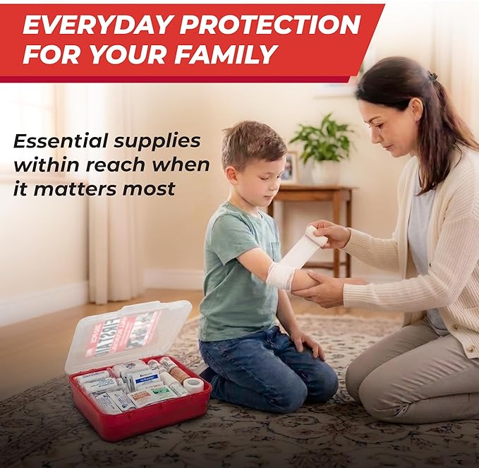 350 Piece Professional Wall-Mount First Aid Kit, Home, Business | Dual-Layer Hard Case, Office, Warehouse, Jobsite, Garage, Vehicle, Workplace Safety, Classroom And Emergency Readiness