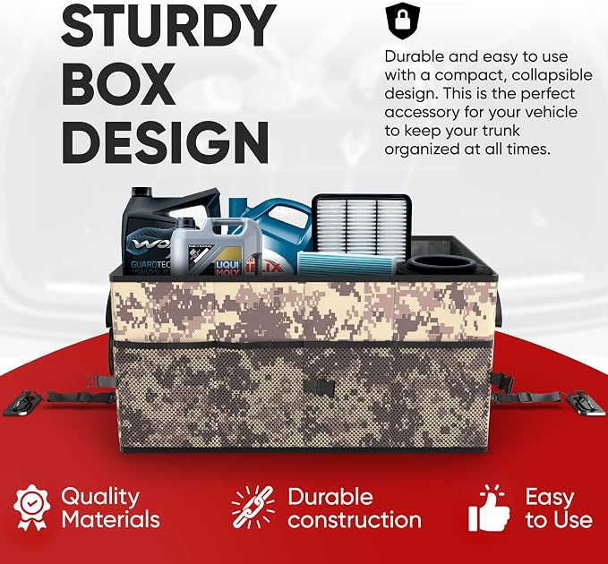 Trunk Organizer For SUV Car Trunk Organizer, Foldable Storage, Car Accessories for Women Men, Collapsible Bag, 600D Oxford, Non Slip Bottom, Straps, Soft Cover (50L)