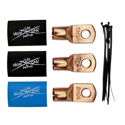 Sky High Car Audio 1/0 Gauge OFC Big 3 Upgrade Kit, Oxygen Free Copper Power Ground Wire Kit, Battery Cable & Alternator Wiring (Aqua/Black)
