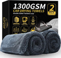 2 Pack Double-Twist Pile 1300gsm Microfiber Car Drying Towel, (36"X24") Extra Large Highly Absorbent Drying Towel, Lint‑free & Scratch‑free Car Wash Towels for Auto Detailing, Cars Wash, SUV, Trucks