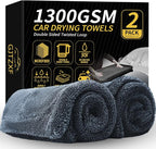 2 Pack Double-Twist Pile 1300gsm Microfiber Car Drying Towel, (36"X24") Extra Large Highly Absorbent Drying Towel, Lint‑free & Scratch‑free Car Wash Towels for Auto Detailing, Cars Wash, SUV, Trucks
