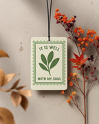 Green Boho Christian Car Air Freshener 4 Pcs Coconut Scented, Jesus Loves You Car Accessories Mirror Decor, Inspirational Religious Hanging Air Freshener for Cars Closet Drawer Book Kids Room