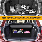 Leather Car Trunk Organizer,Durable Collapsible Adjustable Compartments Cargo Storage,Extra Large Capacity,AK-151