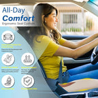 Car Seat Cushion for Driving, Car Seat Pillow for Short Drivers | Ergonomic Memory Foam Seat Cushion for Pain Relief, Adult Booster Seat for Car, Butt Cushion for Car, Truck, Office, Beige