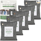 Air Purifying Bag 200g (5 Pack). A Scent Free Odor Eliminator for Cars, Closets, Bathrooms, Pet Areas. Premium Moso Bamboo Charcoal Odor Absorber. Two Year Lifespan! (Charcoal Grey)