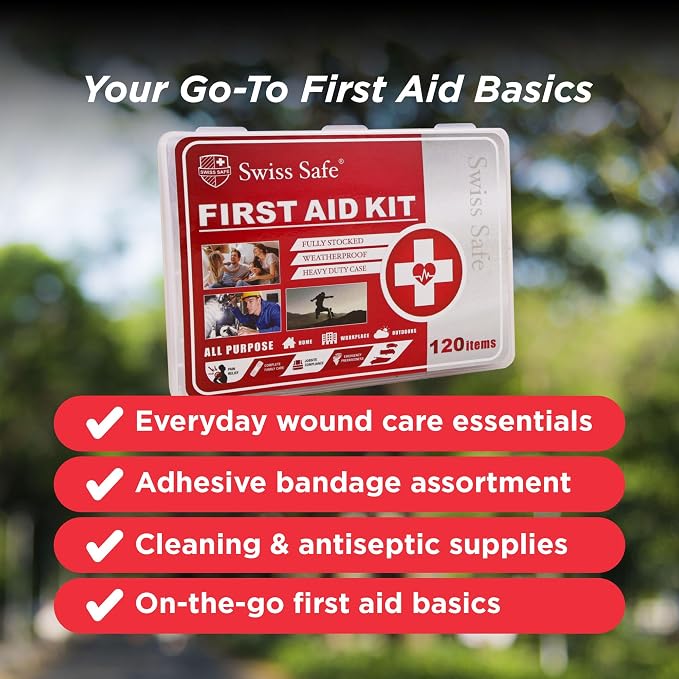 Mini First Aid Kit – 120 Pcs Compact Hard Shell Medical Kit for Home, Car, Travel, Camping, Hiking, Sports, Office & Outdoor Emergencies, Small Hardcase FAK
