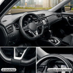Flat Bottom Steering Wheel Cover, D Shaped Car Wheel Cover 14-14 1/4 in. (35.5-36 cm), for Tesla Model 3 / Y, for Camaro, Black Microfiber Leather with Carbon Fiber Pattern