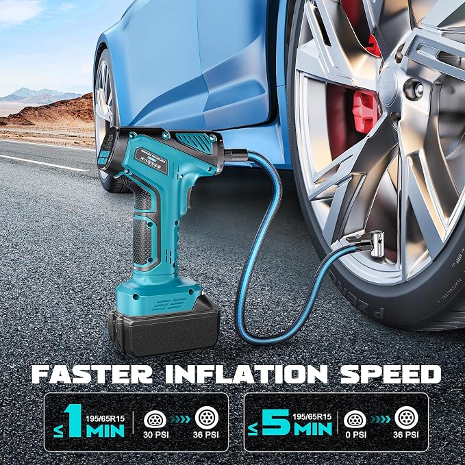 Tire Inflator Portable Air Compressor Compatible With Makita 18V Battery, 150PSI Air Pump, Cordless Tire Pump Digital Pressure Gauge, Tire Inflator for Car, Bike, Motorcycle (Tool Only)