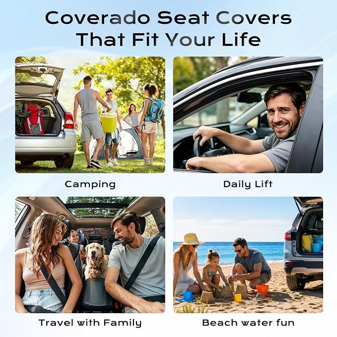 Coverado Leather Front Seat Covers, 2-Pack Universal Waterproof Breathable Leather Woven Leatherette Seat Cushions, Auto Car Seats Protectors, Fit for Most Vehicles-Blackpure