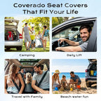 Coverado Leather Front Seat Covers, 2-Pack Universal Waterproof Breathable Leather Woven Leatherette Seat Cushions, Auto Car Seats Protectors, Fit for Most Vehicles-Blackpure