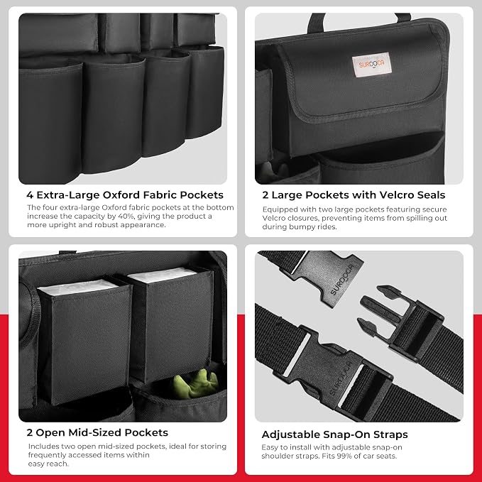Car Trunk Organizer, LARGE CAPACITY Car Storage Bag with 8 Pockets, 7X Upgraded Trunk Storage Organizer for Car, SUV, Truck, MPV