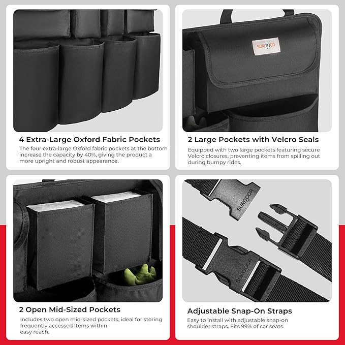 Car Trunk Organizer, LARGE CAPACITY(43 x 19 in) Car Storage Bag with 8 Pockets, 7X Upgraded Trunk Storage Organizer for Car, SUV, Truck, MPV