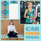 2 Pack Car Seat Towel Covers Athletic Running Towel Performance Microfiber Post Workout Sweat Washable Cover Non Slip for Seat Outdoor Sport (Navajo Tribal)
