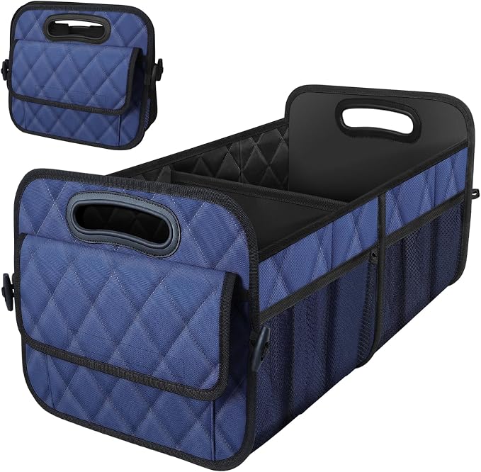 Car Trunk Organizer for SUV, Car Organizers and Storage with Reinforced Handles, Car Accessories for Women/Men 70L Waterproof Polyester Trunk Organizer(Large, Navy Blue)