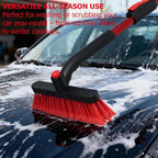 30-40" Extendable Aluminum Snow Brush & Ice Scraper 2-in-1 Winter Car Tool with Scratch-Free Bristles for Car SUV & Trucks, Red