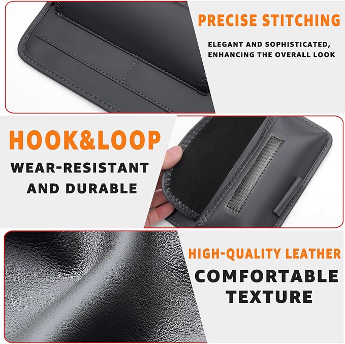 Car Visor Organizer – Sun Visor Storage Pouch Holder for Vehicle Truck SUV, PU Leather Auto Interior Accessories for Registration Document, Gas Card & Sunglasses, Universal Fit (Black)