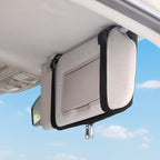 Car Visor Organizer – Non-Sag Adjustable Straps – Nylon Sun Visor Storage Pouch with Card Holders, Pen Slots & Mesh Pockets – Universal Fit for Most Cars, Trucks & SUVs | Non-Sag Design