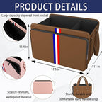 Trunk Organizer for Car, Waterproof Collapsible 3 Compartments Car Organizer, Foldable Storage for Car Accessories, Tools, Sundries for Women Men, Tote Bag (Brown, Standard)