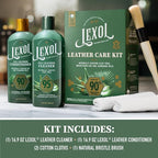 All Leather Care Kit - 5-Piece Natural Leather Cleaner & Conditioner with Aloe Vera, Bee Milk, Cloths & Brush for Car Seats, Furniture, Jackets, Bags & Boots, Gift for leather lovers