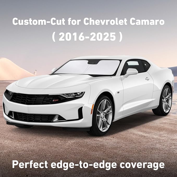 Windshield Sunshade Compatible for Chevrolet Camaro 2016-2023 2024 2025, Sun Visor for Front Windshield & Window Sun Shade Cover, UV Heat Blocker & Protector, Car Accessories