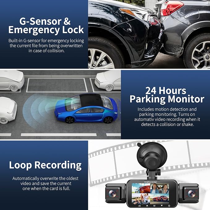4 Channel Dash Cam 360° View, 2K FHD Front and Rear Inside, Left Right Dash Camera for Cars, 5G WiFi & APP Control, with 64GB SD Card, G-Sensor, 8 IR Lamps Night Vision (3.17 inches)