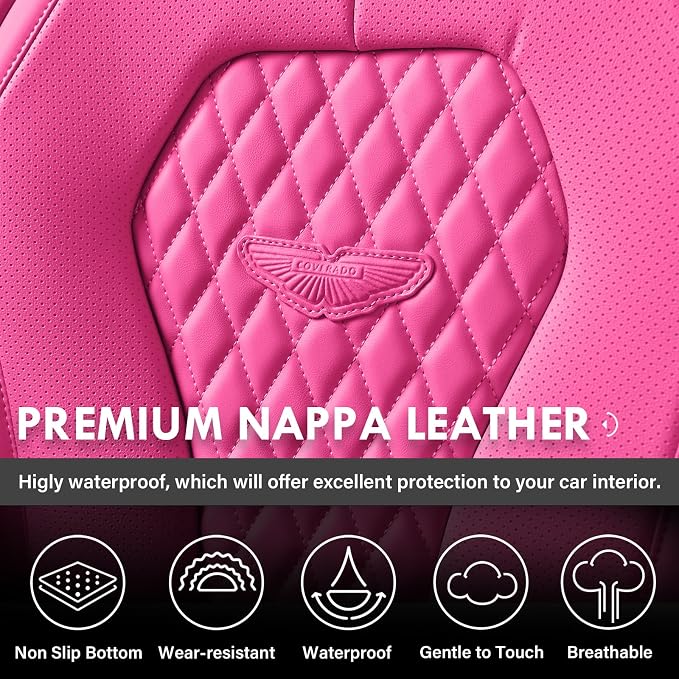 Seat Covers, Car Seat Covers Full Set, Rose Car Seat Cover, Driver Seat Covers Front Seats Rear Seat Cover, Luxury Car Seat Cushion,Leather Seat Cover Seat Protector Fit for Most Cars