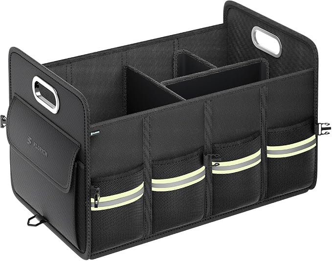 Update Trunk Organizer for Suv, Premium Waterproof Car Organizers and Storage, Collapsible Multi-Compartment Truck Organizer Back Seat Storage for Car