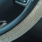 D Sharp Diamond Leather Steering Wheel Cover with Bling Bling Crystal Rhinestones, Universal Fit 15 Inch Car Wheel Protector for Women Girls,Black
