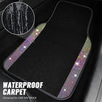 Bling Diamond Leather Steering Wheel Cover 14.5in-15in Floor Mats Shining Rhinestone Carpet Sparkly Glitter Crystal Anti-Slip Pad Fit Automotive SUV Pickup Truck Girl Women, 5pcs Multicolor