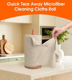 Microfiber Cleaning Cloth Roll - 100 Pack Tear Away Microfiber Paper Towels, Reusable, Washable, Scratch-Free, Kitchen Towels for Car, Home, Kitchen, Glass, Dishes(Desert Gold)