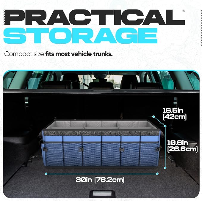 Trunk Organizer with Cooler For SUV Car Trunk, Foldable Storage, Car Accessories for Women Men, Collapsible Bag, 600D Oxford, Non Slip Bottom, Straps, Soft Cover (105L)