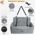 Dog Car Seat for Large Medium Sized Dogs Under 55 lbs, Dog Booster Seat for 2 Small Dogs with Detachable Washable Cover, Memory Foam Pet Car Seat with 2 Safety Belts and Storage Pockets
