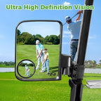Golf Cart Mirror No Drilling Side Mirrors with Blind Spot Mirrors Universal for Yamaha, Club Car, EZGO, Folding Side Rear View Mirrors Adjustable 180 Degree HD Glass