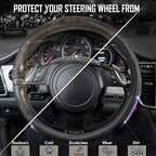 Bling Diamond Black Leather Steering Wheel Cover, Studded Crystal Rhinestones Universal Fit 14" 1/2-15" Glitter for Women Sparkle Girl Fit Suvs,Vans,Sedans,Car,Trucks, Purple Diamond