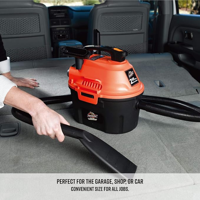 AA255, 2.5 Gallon 2 Peak HP Wet/Dry Utility Shop Vacuum, Orange